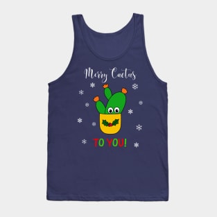 Merry Cactus To You - Opuntia Microdasys Cactus In Christmas Holly Pot Tank Top